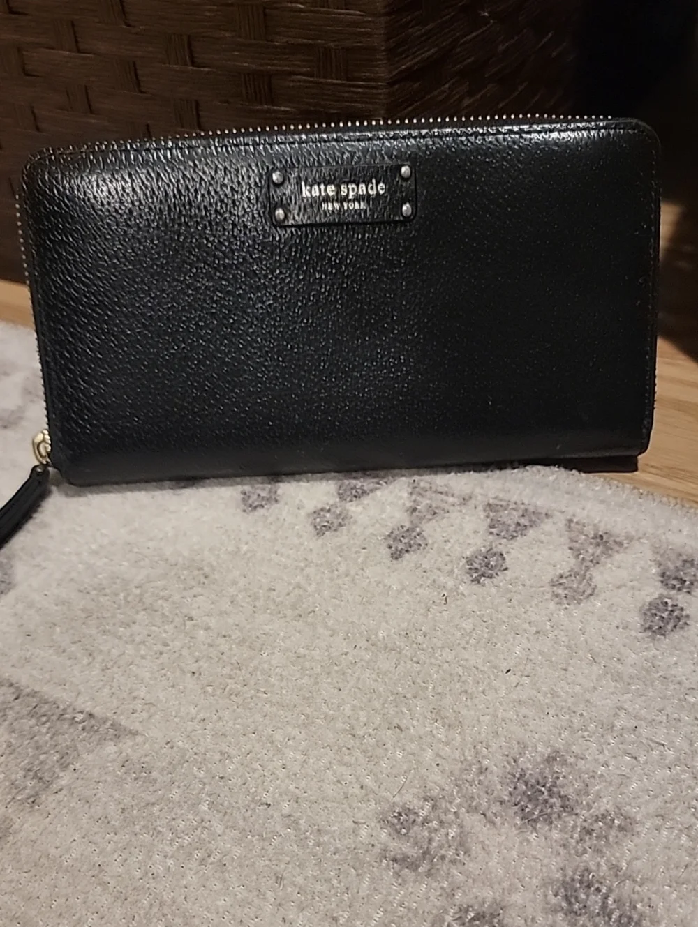 kate spade Black Leather Zip-Around Wallet